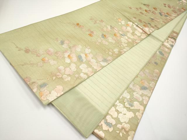 平和屋着物*夏物 六通柄袋帯 駒刺繍 枝葉文 金銀彩 正絹 逸品 CABH6184tx