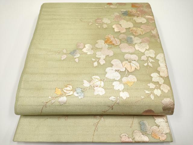 平和屋着物*夏物 六通柄袋帯 駒刺繍 枝葉文 金銀彩 正絹 逸品 CABH6184tx