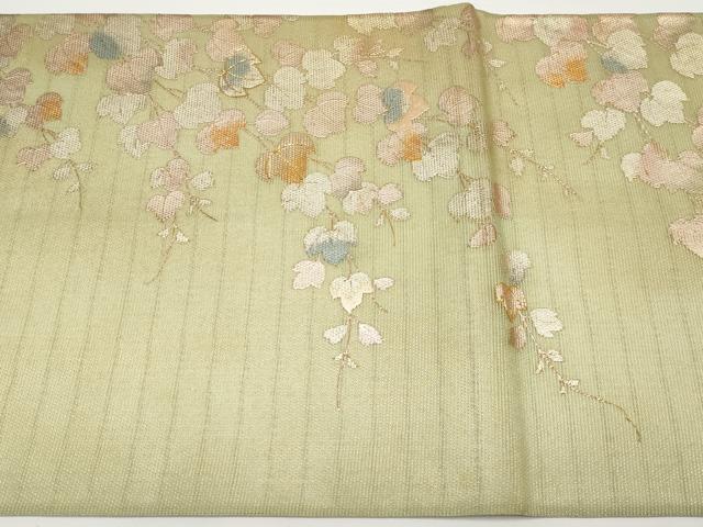 平和屋着物*夏物 六通柄袋帯 駒刺繍 枝葉文 金銀彩 正絹 逸品 CABH6184tx