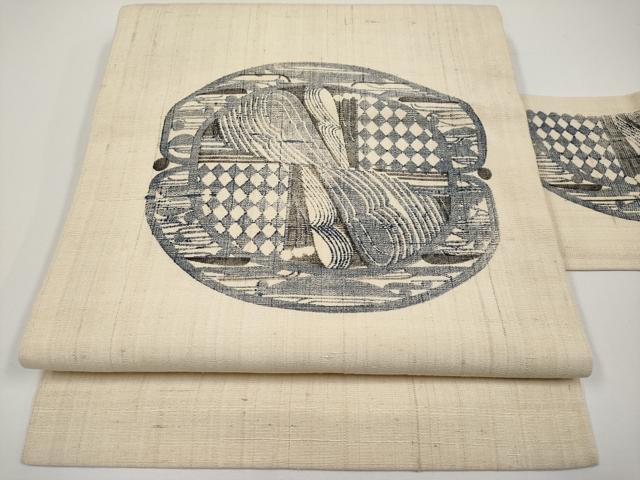 平和屋着物*夏物 染色作家 小溝一夫 九寸名古屋帯 紬地 正絹 逸品 CABH6188tx