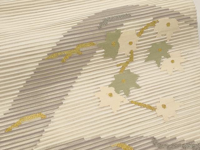 平和屋着物*夏物 八寸名古屋帯 絽綴れ 遠山枝花文 金銀糸 正絹 逸品 CABH6195tx