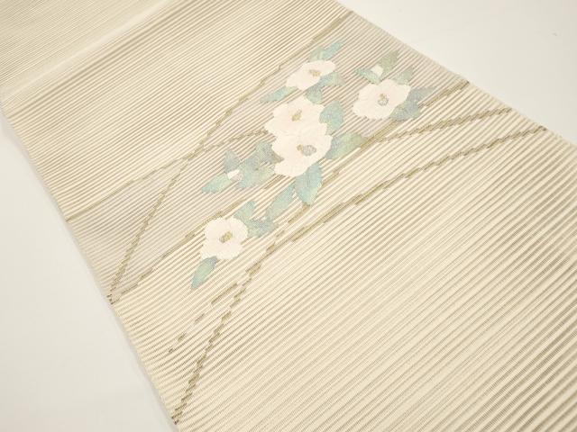 平和屋着物*夏物 八寸名古屋帯 絽綴れ 枝椿 金銀糸 正絹 逸品 CABH6196tx