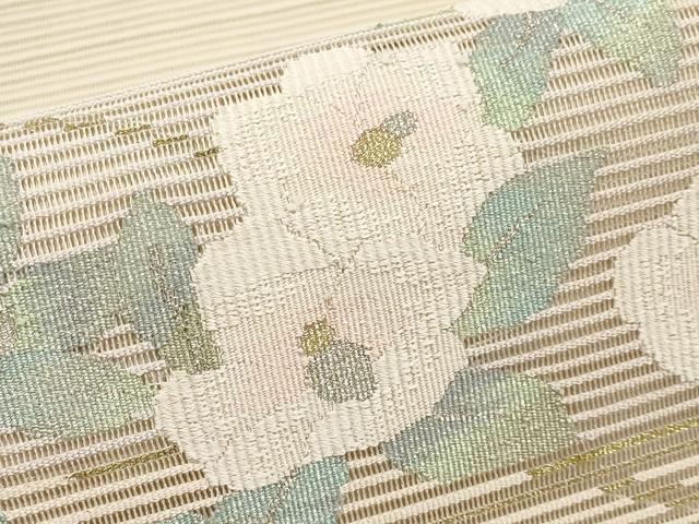 平和屋着物*夏物 八寸名古屋帯 絽綴れ 枝椿 金銀糸 正絹 逸品 CABH6196tx