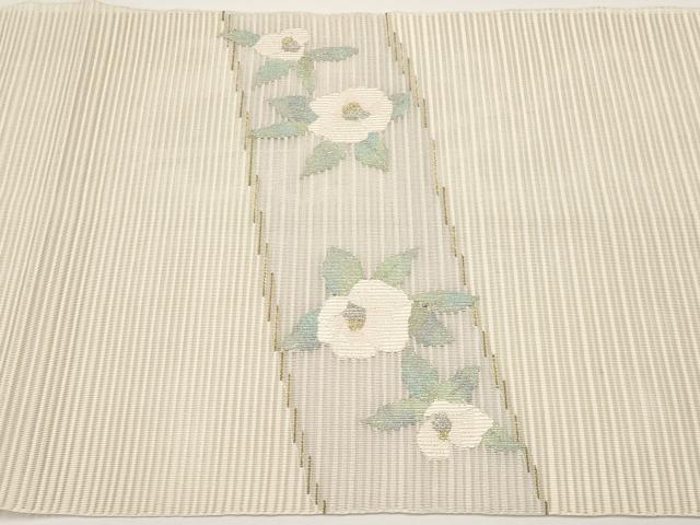 平和屋着物*夏物 八寸名古屋帯 絽綴れ 枝椿 金銀糸 正絹 逸品 CABH6196tx