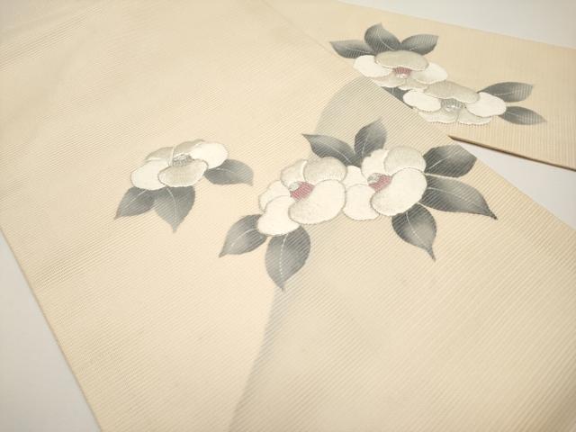 平和屋着物*夏物 九寸名古屋帯 駒刺繍 椿 正絹 逸品 CABH6198tx