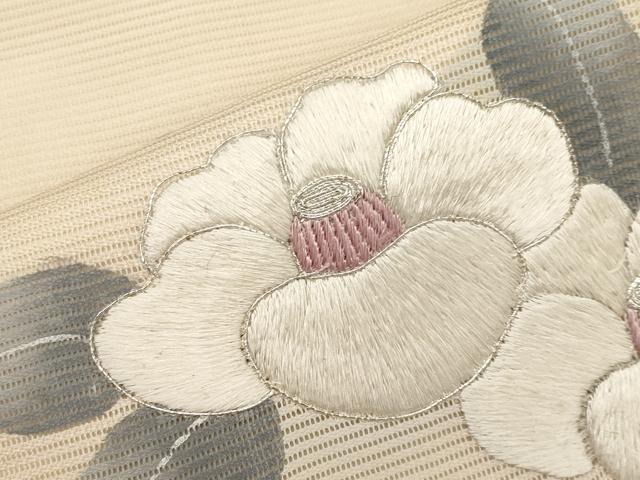 平和屋着物*夏物 九寸名古屋帯 駒刺繍 椿 正絹 逸品 CABH6198tx