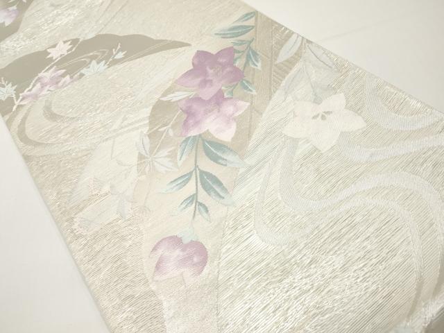 平和屋着物*夏物 六通柄袋帯 桔梗 銀糸 正絹 逸品 未使用 CABH6287tx