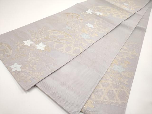 平和屋着物*夏物 六通柄袋帯 籬草花文 金糸 正絹 逸品 CABH6302tx