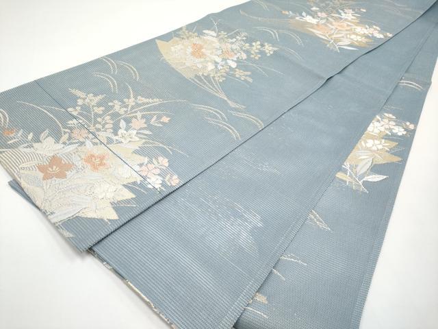 平和屋着物*夏物 六通柄袋帯 唐織 扇面花文 金銀糸 正絹 逸品 CABH6303tx