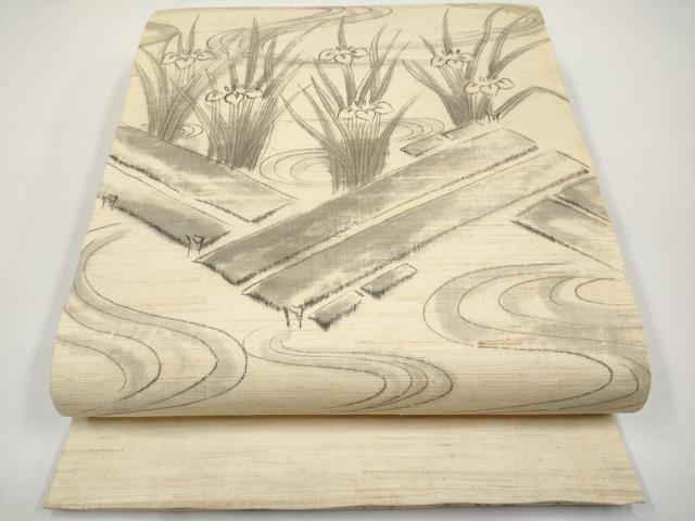 平和屋着物*夏物 太鼓柄袋帯 手描き 八ツ橋 麻 逸品 CABH6320tx