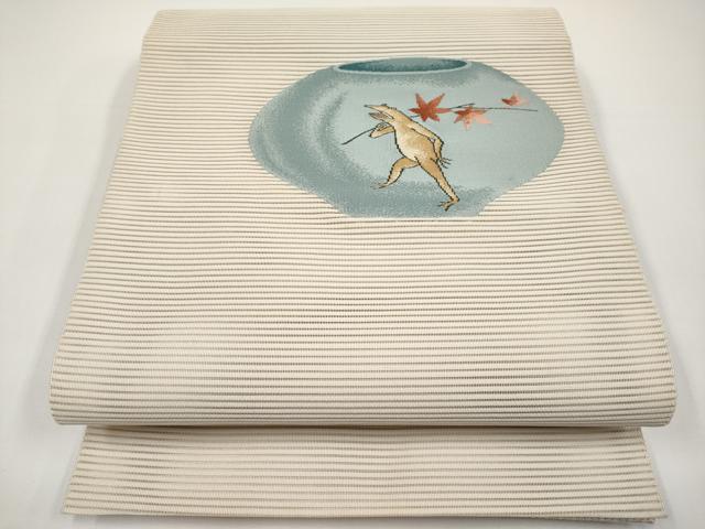 平和屋着物*夏物 西陣 八寸名古屋帯 絽綴れ 鳥獣戯画 金糸 証紙付き 正絹 逸品 CABH6321tx