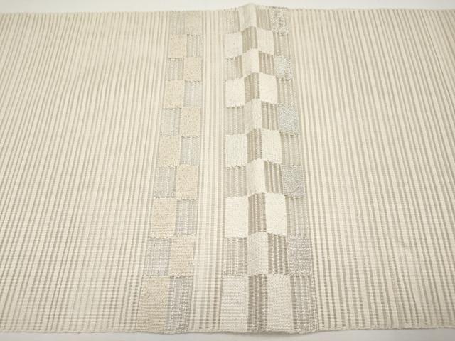 平和屋着物*夏物 八寸名古屋帯 絽綴れ 色紙文 金銀糸 正絹 逸品 未使用 CABH6325tx