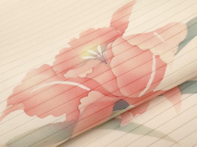 平和屋着物*夏物 絽塩瀬 九寸名古屋帯 ろうけつ染め 百合 正絹 逸品 CABH6327tx