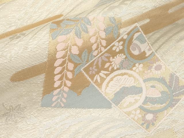 平和屋着物*夏物 六通柄袋帯 色紙重ね吉祥花文 金銀糸 正絹 逸品 未使用 CABH6332tx