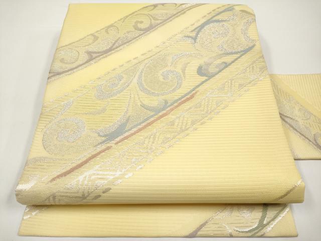 平和屋着物*夏物 九寸名古屋帯 唐草文 正絹 逸品 未使用 CABH6348tx