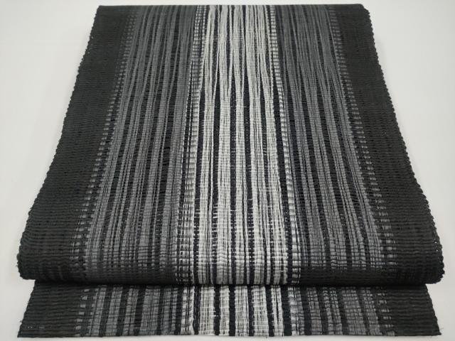 平和屋着物*夏物 八寸名古屋帯 間道 黒地 正絹 逸品 CABH6354tx