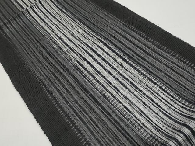 平和屋着物*夏物 八寸名古屋帯 間道 黒地 正絹 逸品 CABH6354tx