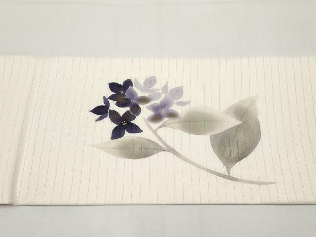 平和屋着物*夏物 絽塩瀬 九寸名古屋帯 手描き 紫陽花 金彩 正絹 逸品 CABH6357tx