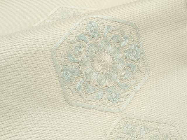 平和屋着物*夏物 九寸開き名古屋帯 総刺繍 亀甲花文 正絹 逸品 CABH6358tx