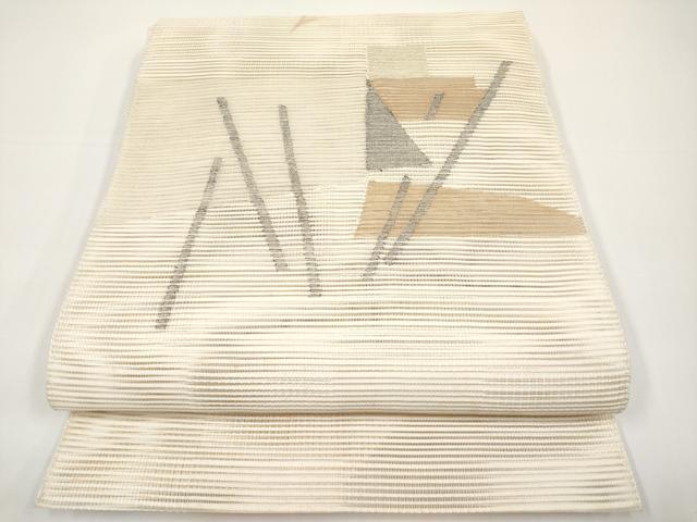平和屋着物*夏物 八寸名古屋帯 絽綴れ 抽象文 金銀糸 正絹 逸品 CABH6360tx