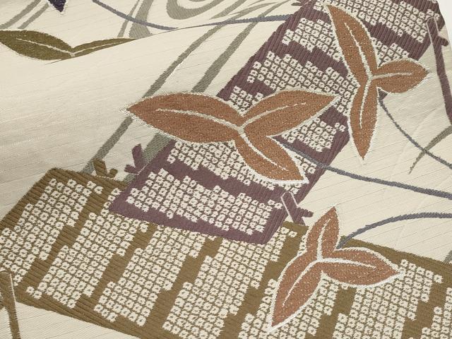 平和屋着物*夏物 六通柄 京袋帯 唐織 流水枝葉文 銀糸 正絹 逸品 CABH6364tx