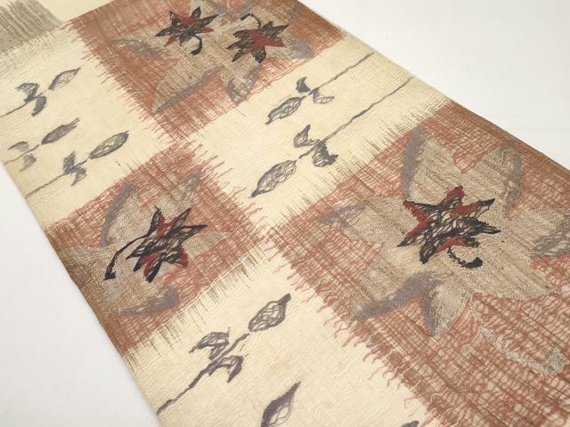 平和屋着物*夏物 太鼓柄袋帯 すくい織 舞葉文 正絹 逸品 CABH6366tx