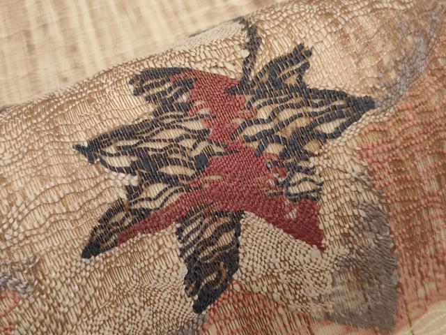 平和屋着物*夏物 太鼓柄袋帯 すくい織 舞葉文 正絹 逸品 CABH6366tx