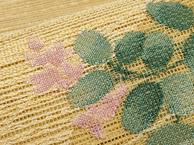 平和屋着物*夏物 八寸名古屋帯 枝葉文 正絹 逸品 CABH6371tx