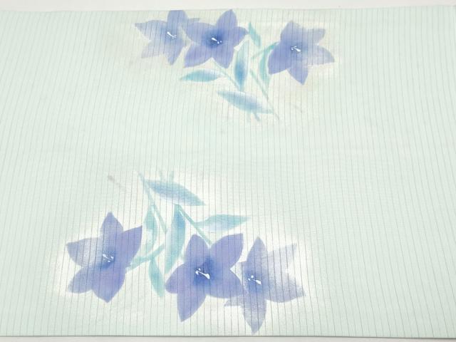 平和屋着物*夏物 絽塩瀬 九寸開き名古屋帯 手描き 桔梗 銀彩 正絹 逸品 CABH6379tx