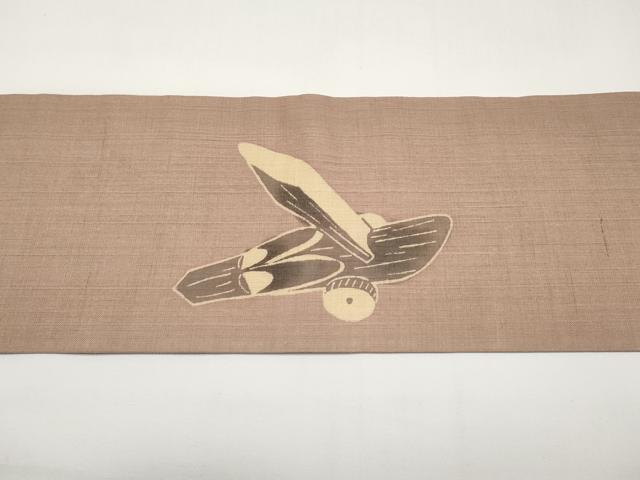 平和屋着物*夏物 九寸名古屋帯 型染 抽象文 麻 逸品 CABH6388tx