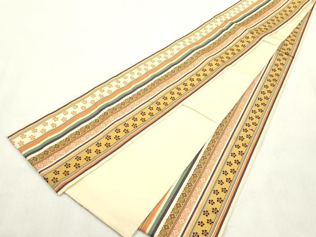 平和屋着物●本場筑前博多織 半幅帯 梅幾何学間道 証紙付き 正絹 逸品 CABH6410dy