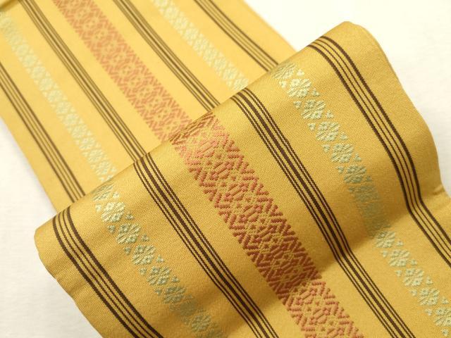 平和屋着物●本場筑前博多織 半幅帯 献上 証紙付き 正絹 逸品 CABH6420dy