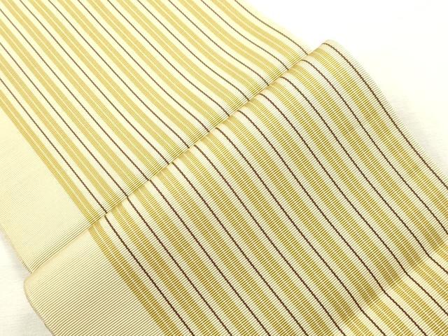 平和屋着物●本場筑前博多織 半幅帯 縞 証紙付き 正絹 逸品 CABH6426dy