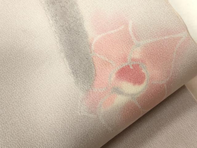 平和屋着物●塩瀬 つけ帯 手描き ろうけつ染め 草花文 正絹 逸品 CABH6438dy