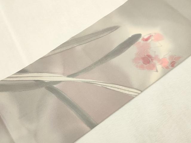 平和屋着物●塩瀬 つけ帯 手描き ろうけつ染め 草花文 正絹 逸品 CABH6438dy
