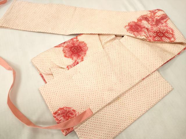 平和屋着物●つけ帯 総絞り 草花文 正絹 逸品 CABH6441dy
