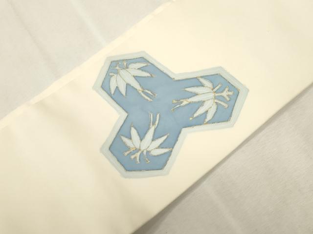 平和屋着物●塩瀬 つけ帯 草花文 金彩 正絹 逸品 CABH6442dy