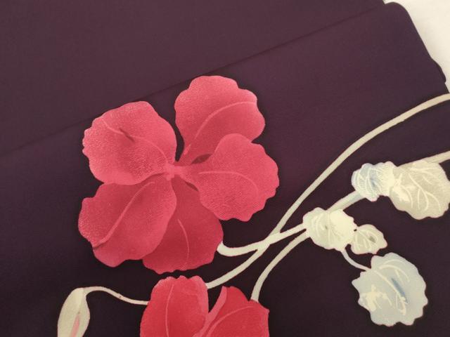 平和屋着物●塩瀬 つけ帯 ろうけつ染め 草花文 正絹 逸品 CABH6443dy
