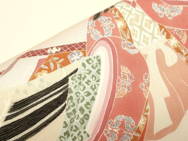平和屋着物●塩瀬 つけ帯 人物文 正絹 逸品 CABH6444dy