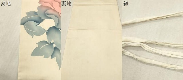 平和屋着物●塩瀬 つけ帯 ろうけつ染め 草花文 正絹 逸品 CABH6448dy
