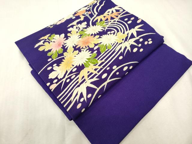平和屋着物●つけ帯 流水草花文 金彩 鬼しぼ縮緬 正絹 逸品 CABH6449dy
