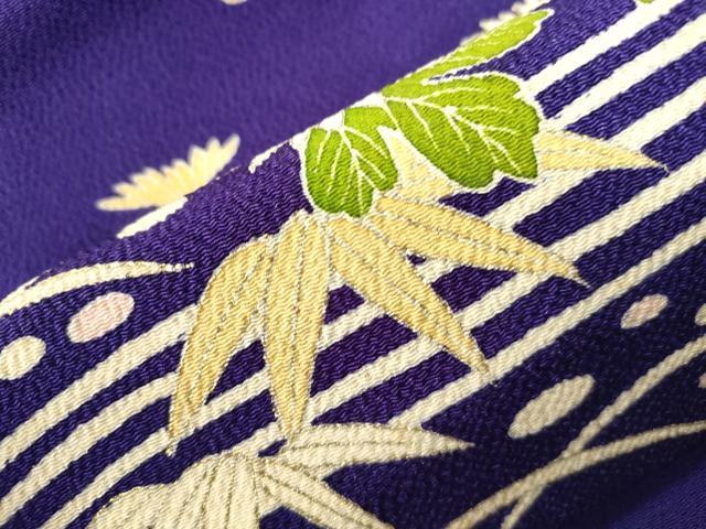 平和屋着物●つけ帯 流水草花文 金彩 鬼しぼ縮緬 正絹 逸品 CABH6449dy