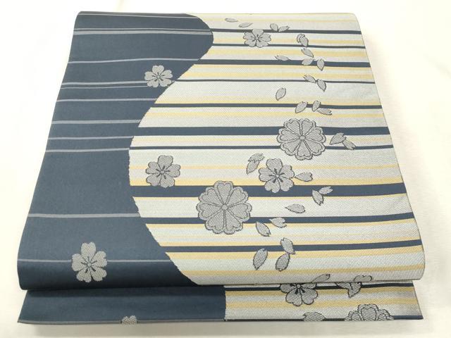 平和屋着物●六通柄 本袋帯 舞桜文 正絹 逸品 CABH6452dy