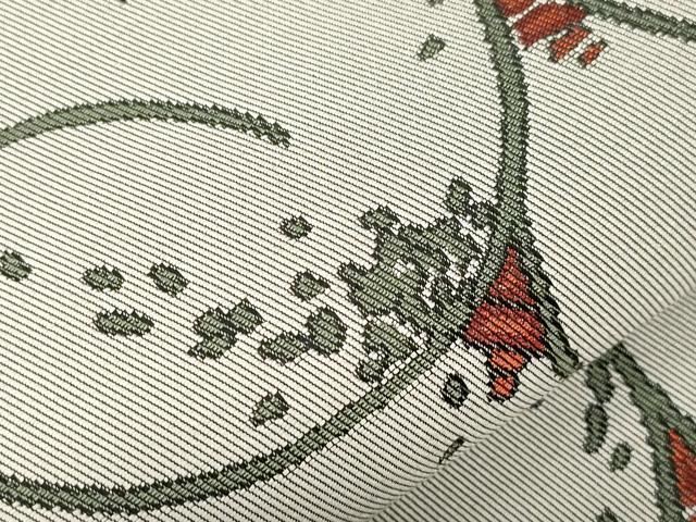 平和屋着物●六通柄袋帯 草花文 正絹 逸品 CABH6457dy