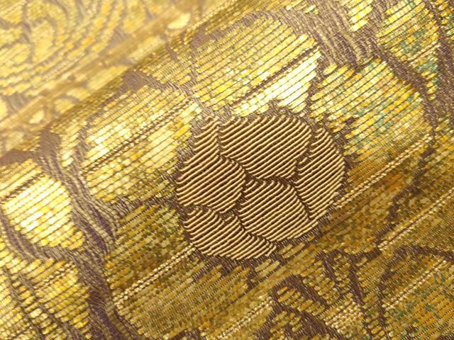 平和屋着物●六通柄袋帯 櫛織 草花文 金糸 正絹 逸品 CABH6458dy