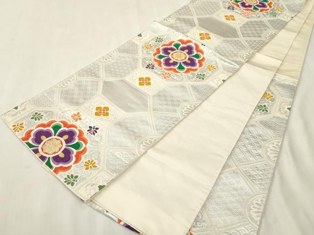 平和屋着物●西陣 白綾苑大庭六通柄袋帯 蜀江花文 金銀糸 正絹 逸品 CABH6459dy