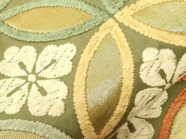 平和屋着物●六通柄袋帯 唐織 七宝花文 金糸 正絹 逸品 CABH6466dy