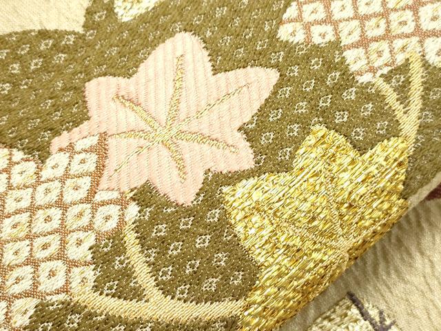 平和屋着物●両面 六通柄袋帯 月うさぎ 金糸 正絹 逸品 CABH6483dy