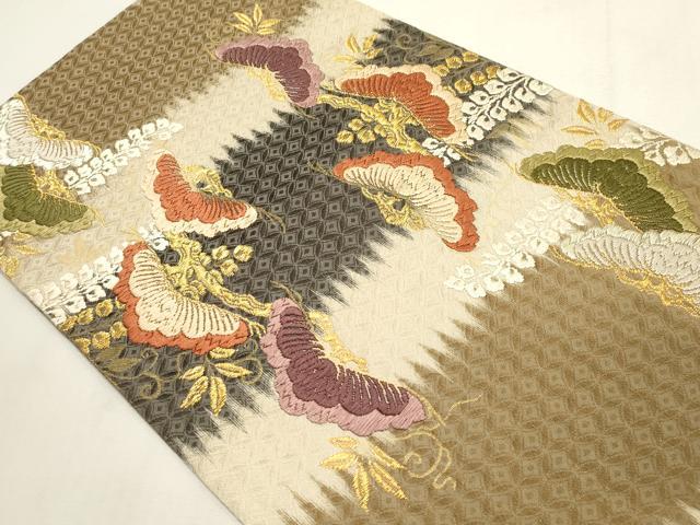 平和屋着物●西陣の名門 加納幸謹製 両面 六通柄袋帯 唐織 松文 金糸 正絹 逸品 CABH6497dy