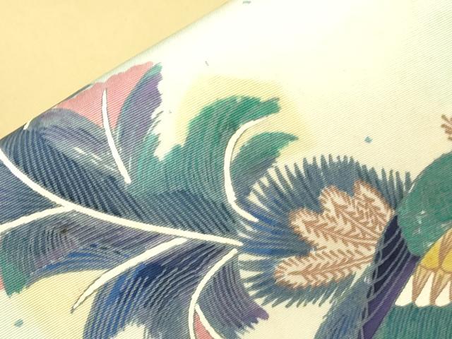 平和屋着物●塩瀬 九寸名古屋帯 鳥丸文 三越扱い 正絹 逸品 CABH6502dy